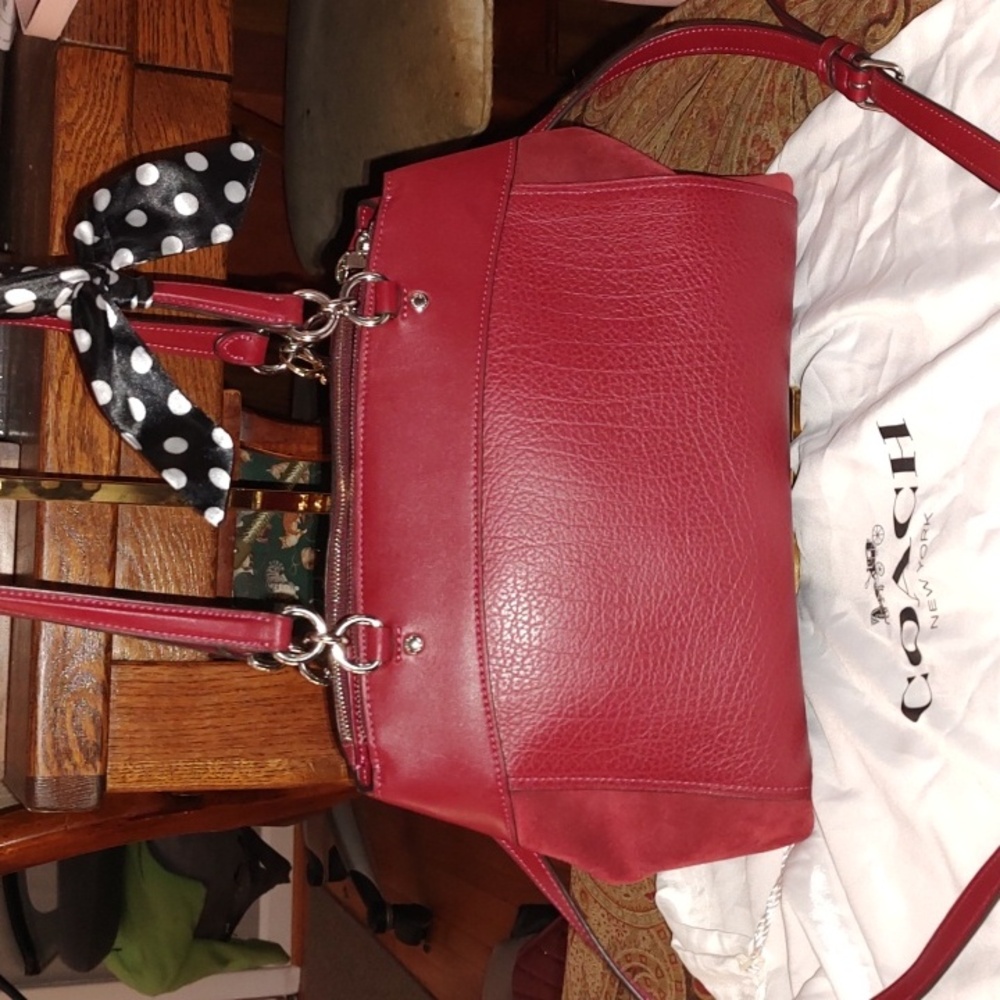 Coach Brooke Leather Suede Cherry crossbody satchel F31418. NWT - Picture 3 of 16